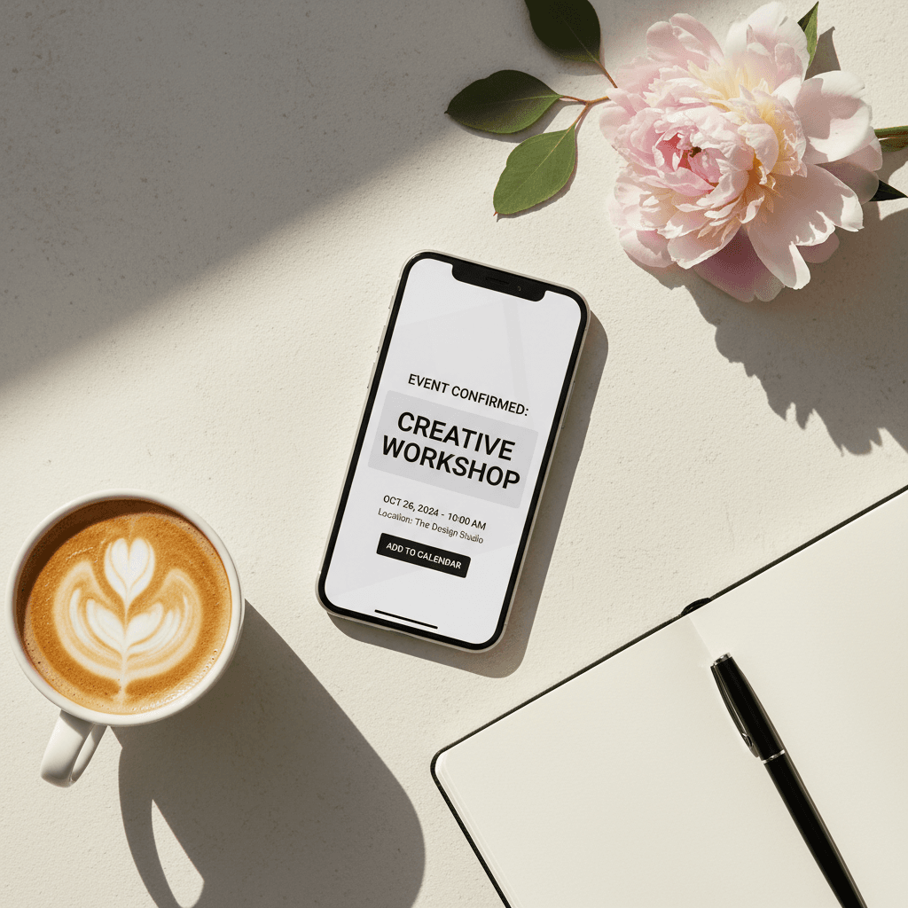 Calendar confirmation and event signup on mobile device